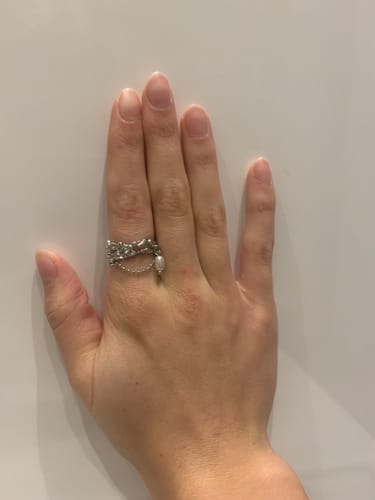 Customer photo review of Pearl ruched open ring