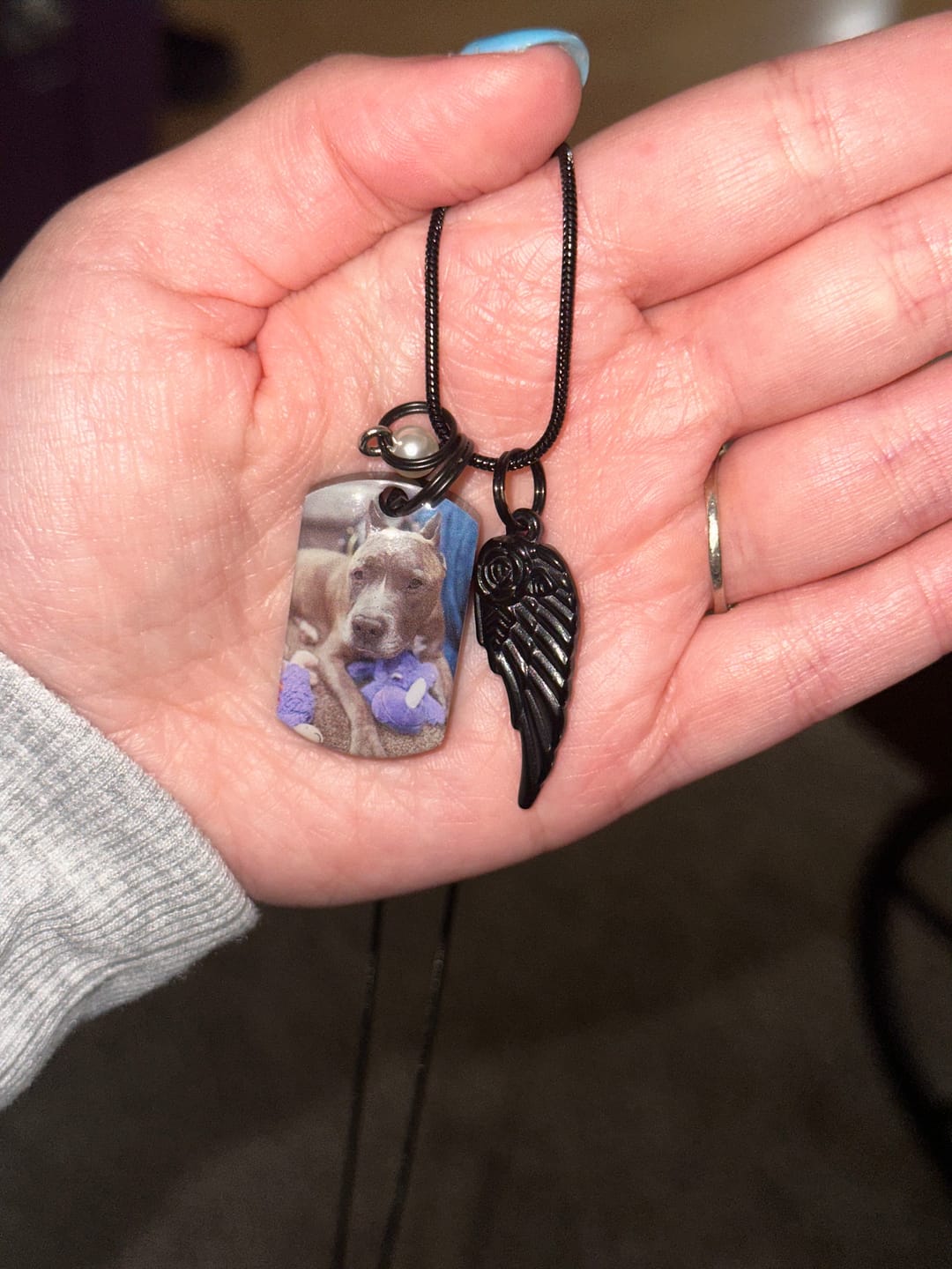 Customer photo review of Personalized Photo Urn Necklace for Pet