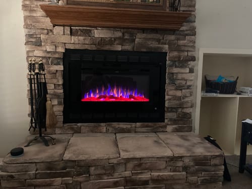 Customer photo review of Touchstone Sideline 40” Wall-Mount / Recessed Electric Fireplace