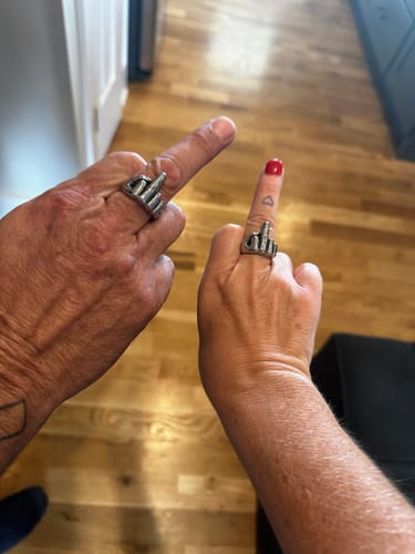 Customer photo review of Middle Finger Ring