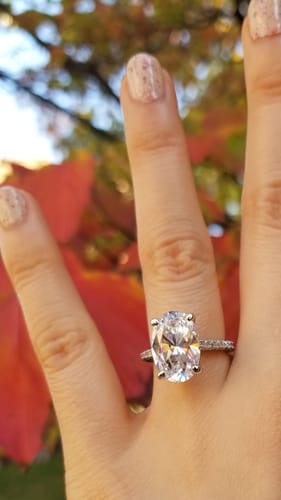 Customer photo review of Solitaire 5.5ct Oval CZ Ring in Sterling Silver