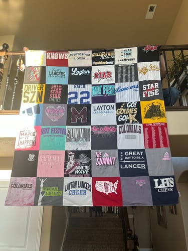T-shirt quilt featuring layton lancers, colonials by Jaimie from UT