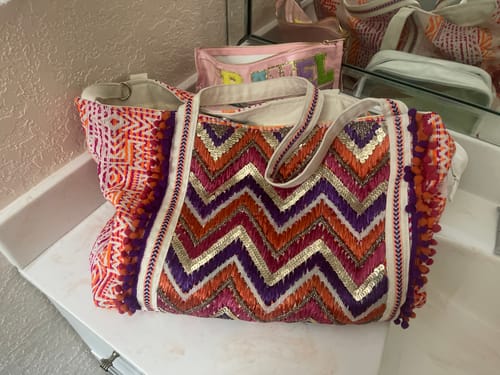 Customer photo review of Raffia Embellished Gloria Tote