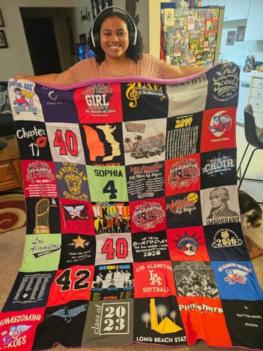 T-shirt quilt featuring los alamitos softball, choir by stephanie from CA