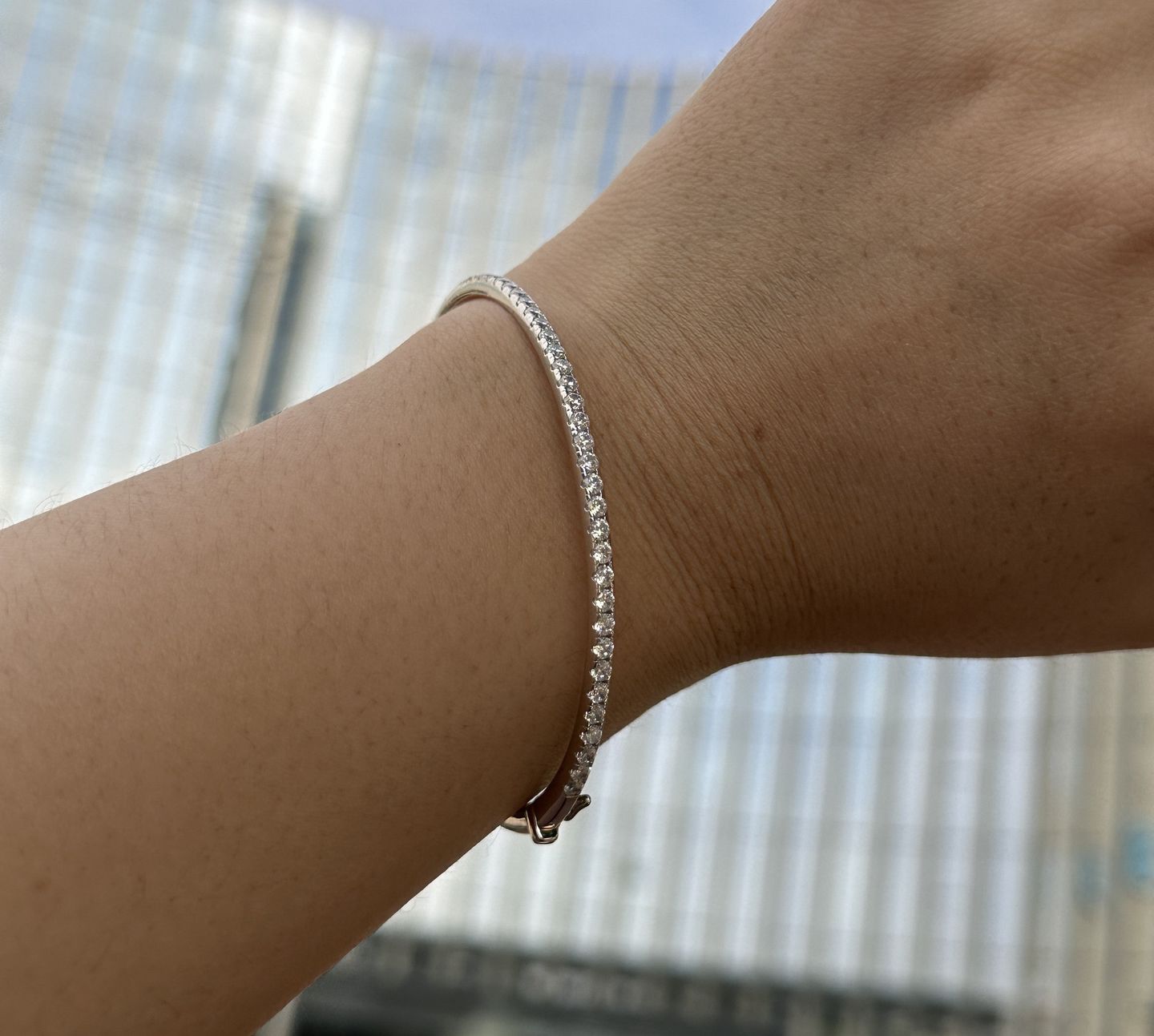 Customer photo review of Louily Noble Round Cut Tennis Bracelet For Women