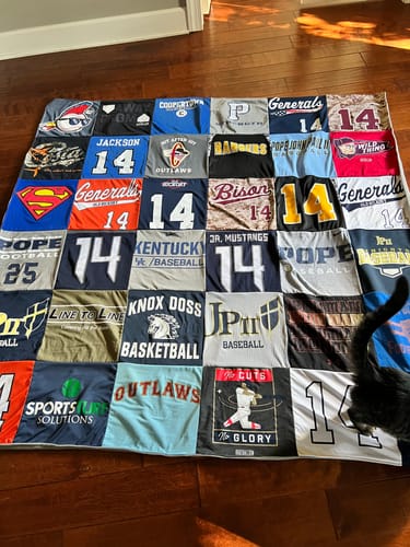 T-shirt quilt featuring knox doss basketball, microsoft mustangs by Amy from TN