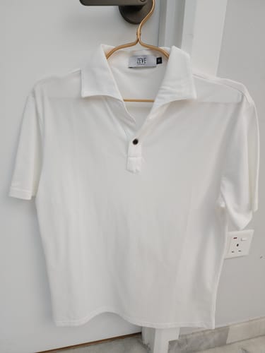Customer photo review of Ezio Polo Shirt - White One-Piece Collar