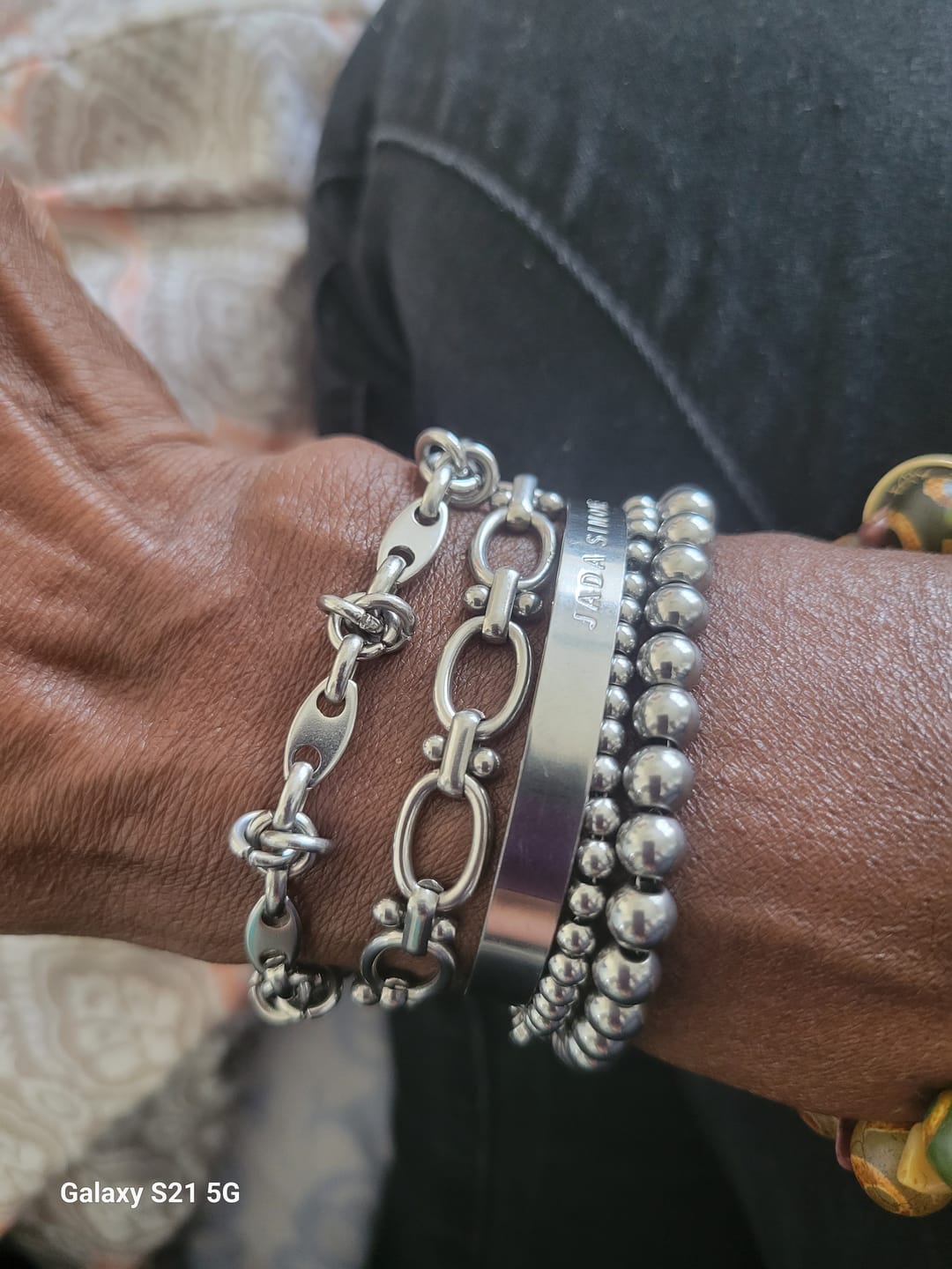Customer photo review of Chrisette Stainless Steel Bracelet Stack