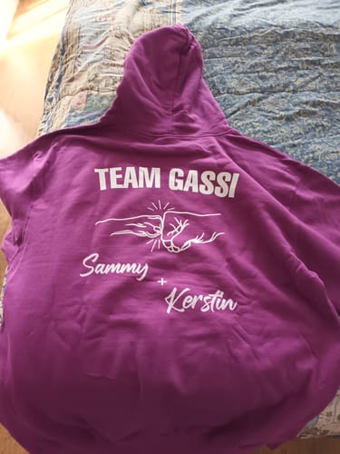 Customer photo review of Team Gassi Fauststoß - Individueller Hoodie Unisex Rückendruck