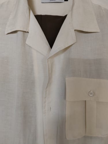 Customer photo review of Linen Cuban Collar Shirt - Off White