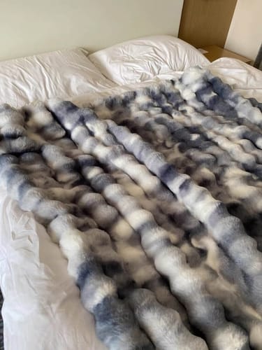 Customer photo review of Ultra Soft Luxury Fluffy Faux Rabbit Fur Throw Blanket