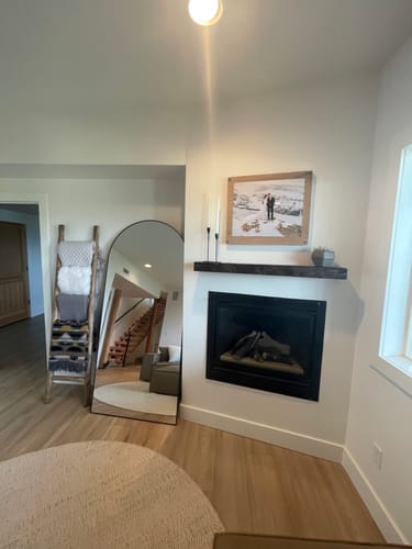 Customer photo review of Distressed 3" Thick Floating Shelves