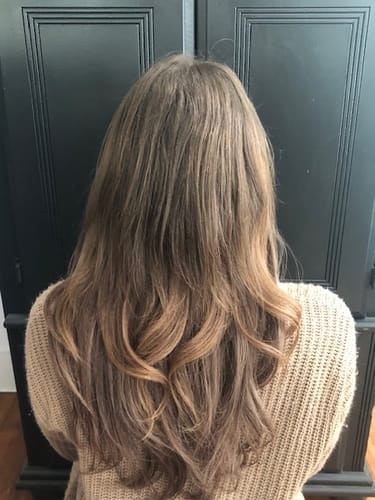 Customer photo review of [Pre Order] Moresoo PU Hole Flat Weft Virgin Human Hair Balayage Brown (#4/27/4)