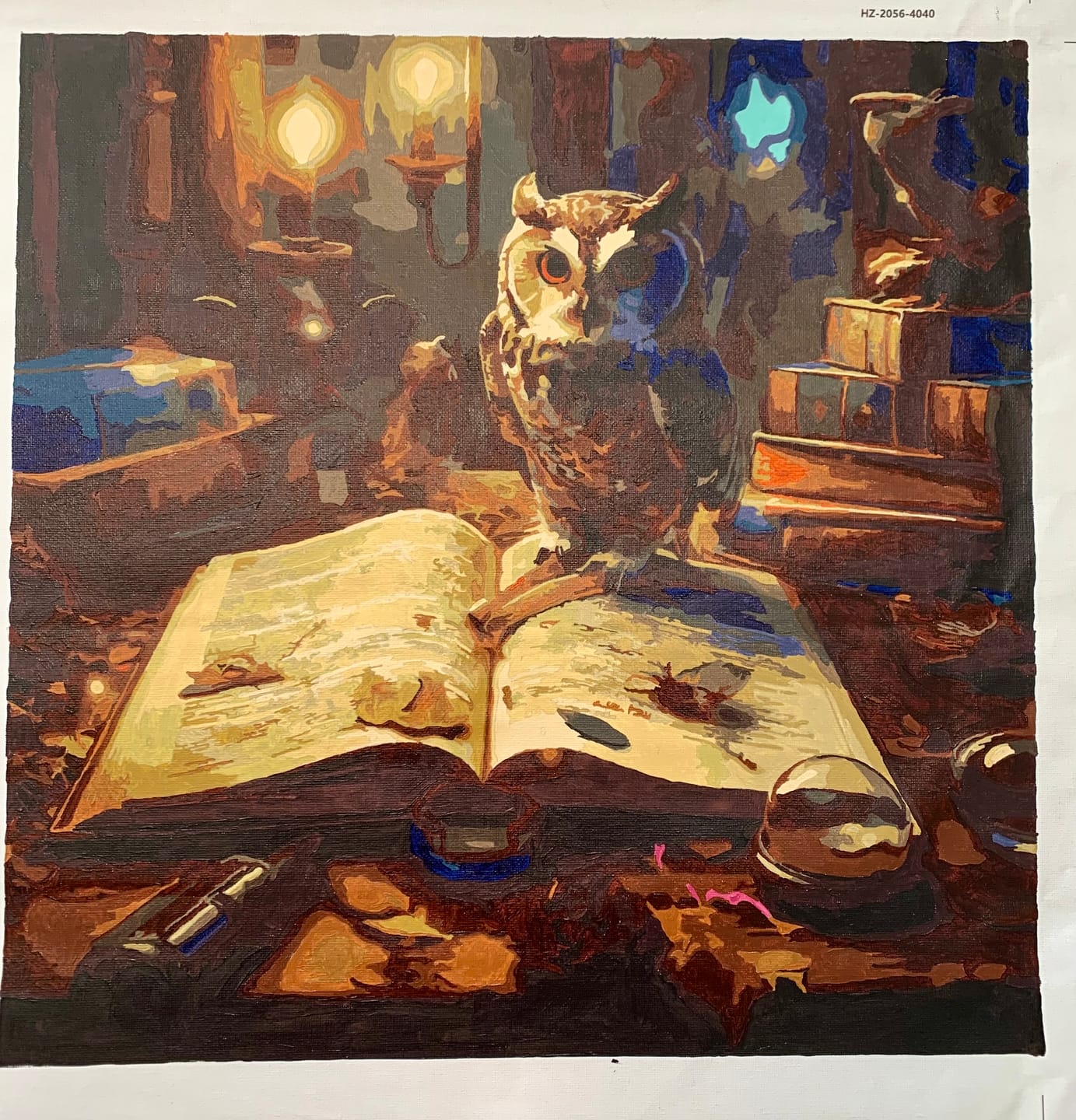 Customer photo review of Malen nach Zahlen - Eule mit Buch und Kerzen