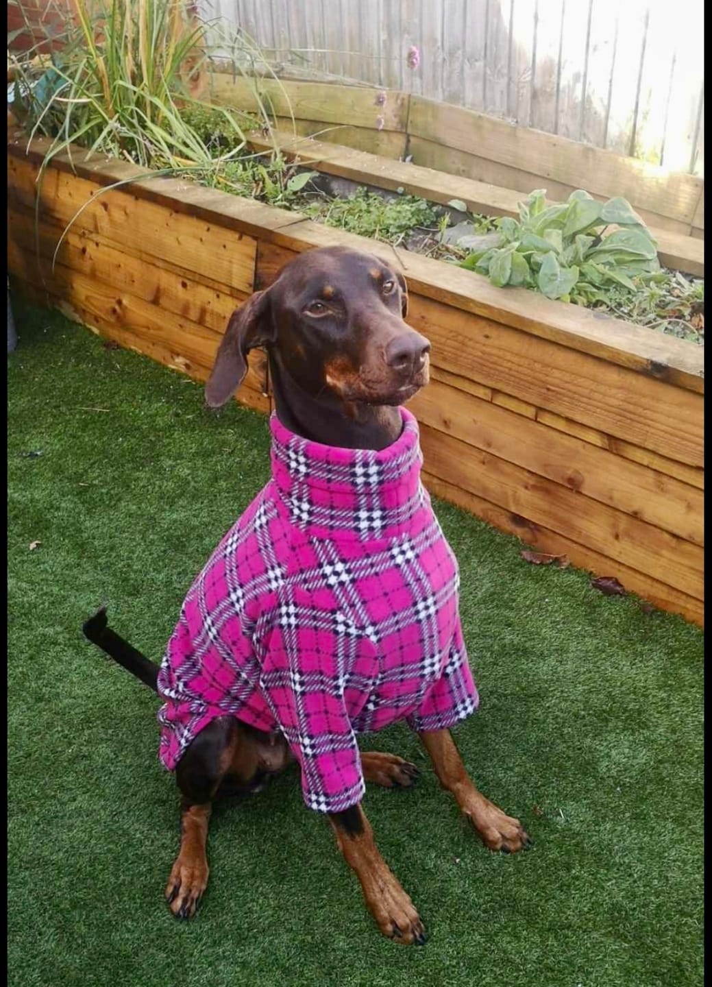 Customer photo review of Pink Checkered Anti Pill Polar Fleece Fabric