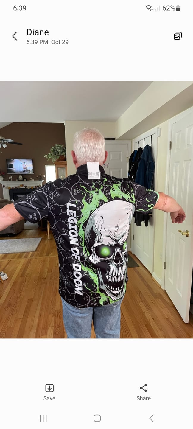 Customer photo review of Personalized Skull Bowling Shirt For Men Custom Team'S Name Flame Bowler Jerseys |  Green IPHW5008