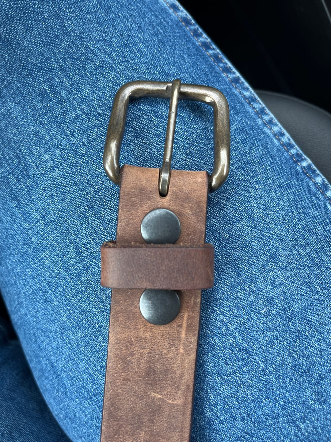 Customer photo review of Marisol - Women's Brown Distressed Leather Belt