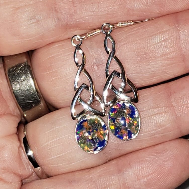Customer photo review of Celtic Silver and Opal Earrings