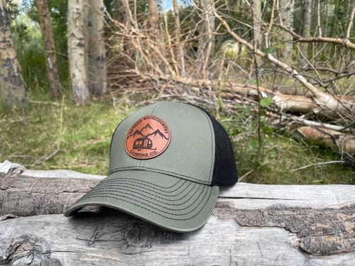 Customer photo review of Custom Leather Patch Trucker Hat - Richardson 112