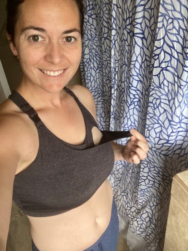 Customer photo review of Ultra Soft Active Nursing MomBra - FIXED Pads (Heathered Black)