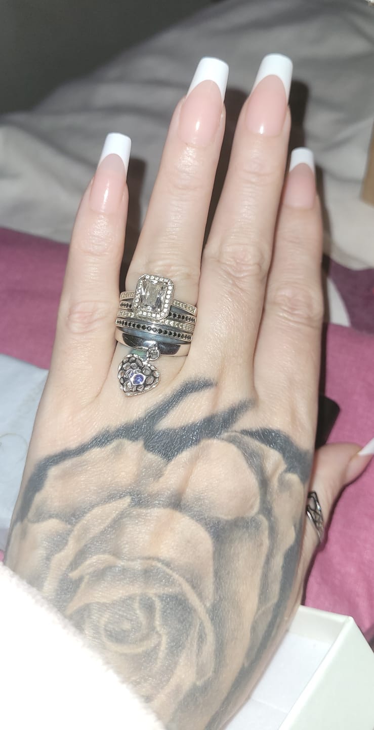 Customer photo review of Angel Heart Charm Ring with Tanzanite