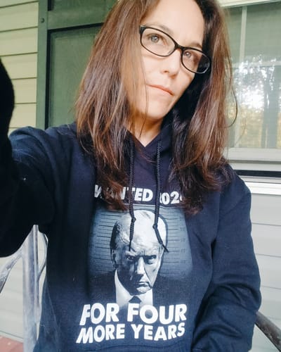 Customer photo review of Wanted For President Black & White Hoodie