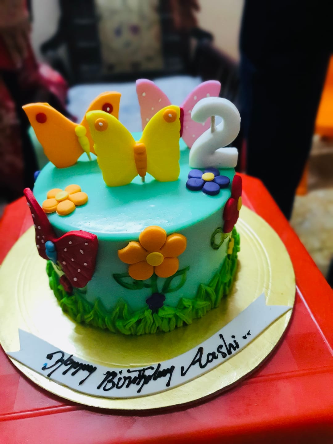 Customer photo review of Flowers and Butterflies cake