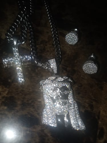 Customer photo review of Sterling Silver VVS Moissanite Cross Pendant