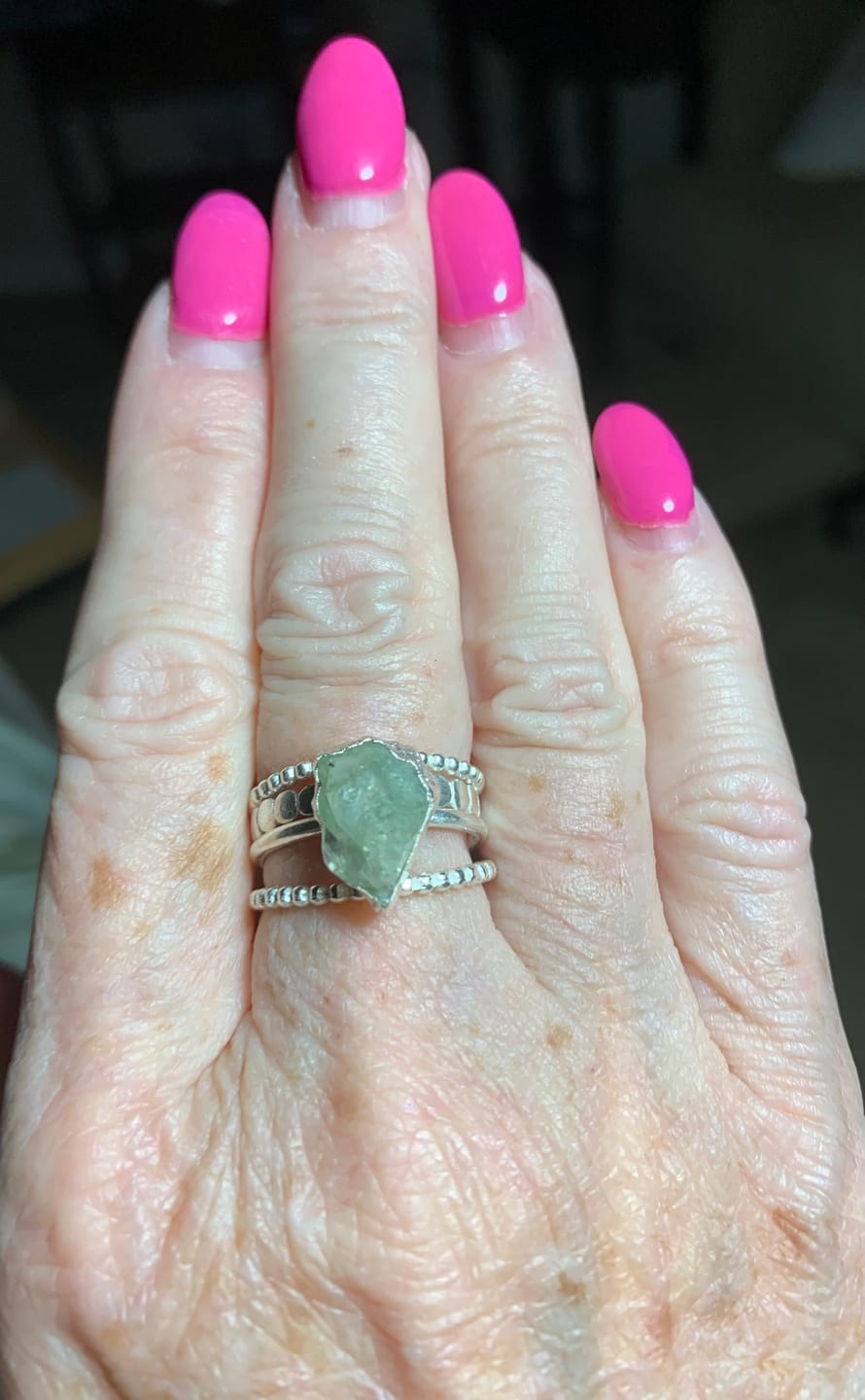 Customer photo review of Aquamarine Stacking Ring Set Sterling Silver