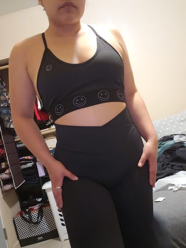 Customer photo review of Salty Savage Ladies Happy Thoughts Sports Bra | Wet Suit Performance | Hot Pink