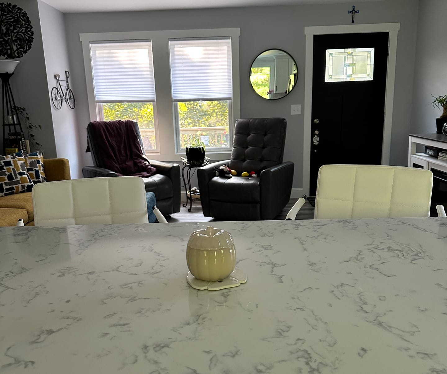 Customer photo review of Adjustable Square Bar Stools with Arm Rest (Set of 2)