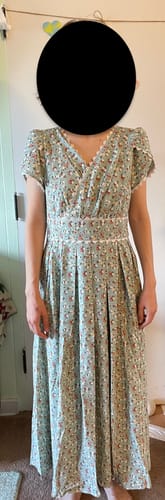 Customer photo review of Floral Maxi Lace Edging Wedding Linen Dress 0665#