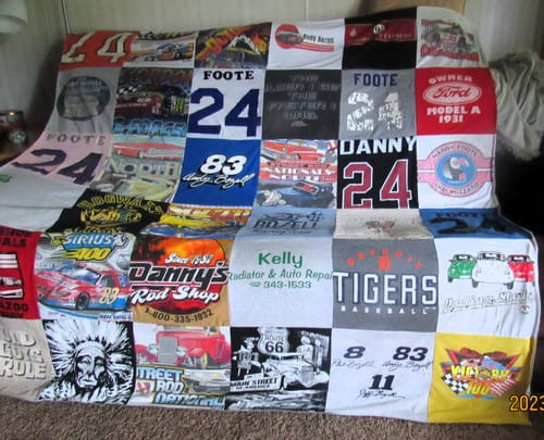 T-shirt quilt featuring tigers baseball by Kay from MI