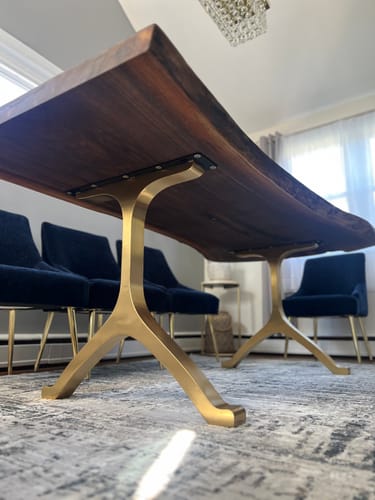 Customer photo review of Gold Brass Table Legs - 430 Wishbone - 28W, 28H inch
