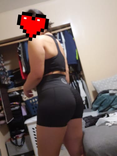 Customer photo review of Salty Savage Ladies “Splice Smile” High Rise Booty Scrunch Training Shorts | Wet Suit Performance | Royal Blue