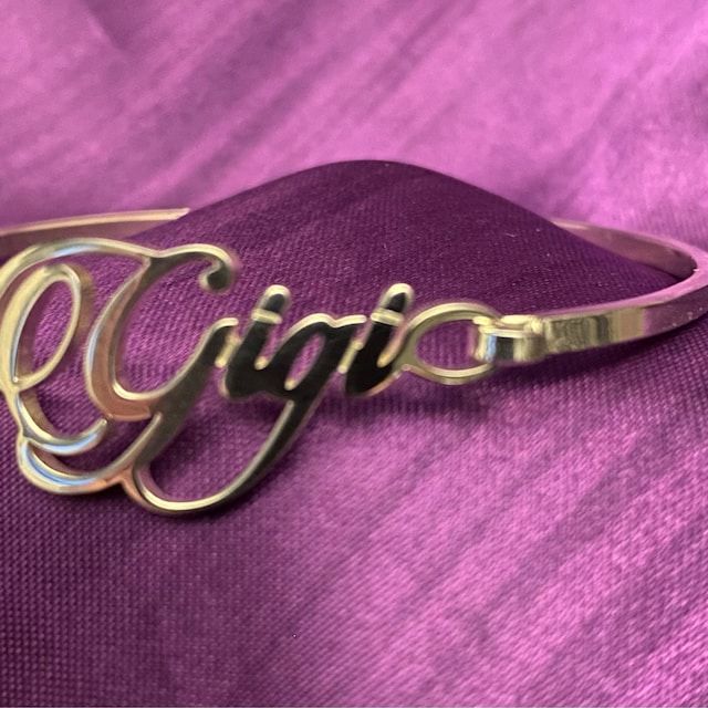 Customer photo review of Custom Name Bangle Bracelet