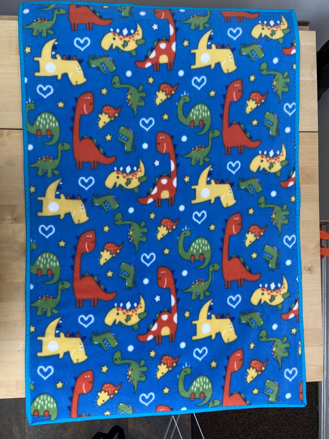 Customer photo review of Dinosaurs and Hearts Anti Pill Polar Fleece Fabric