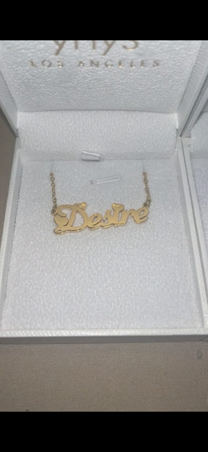 Customer photo review of Blush Name Necklace