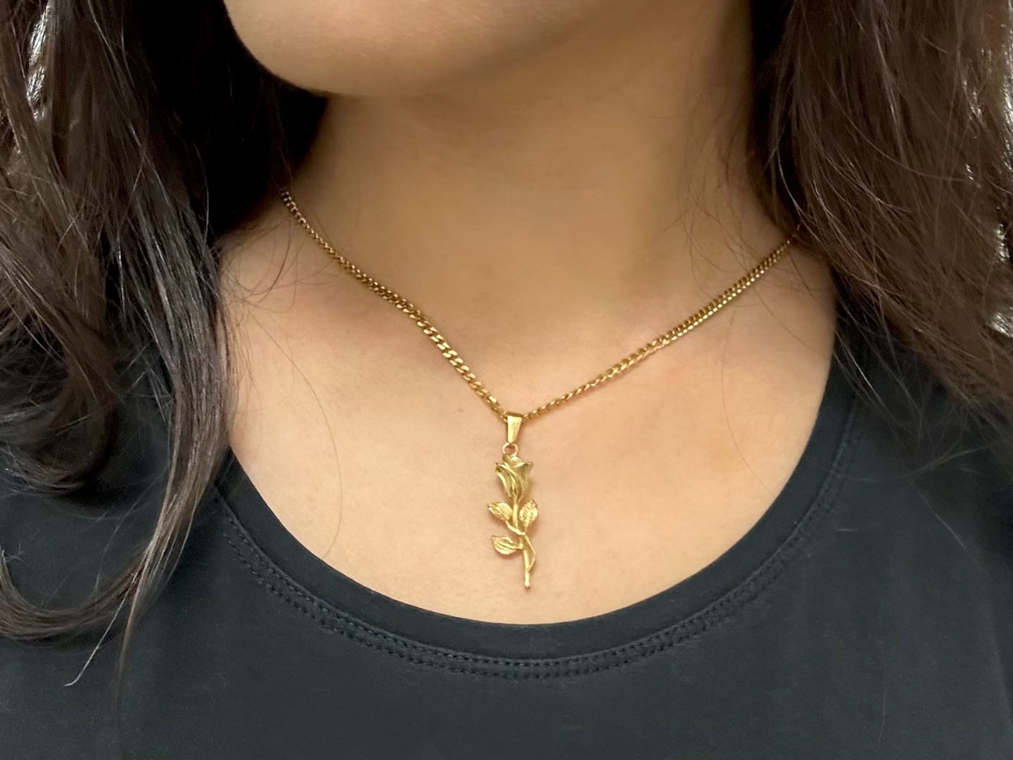 Customer photo review of Rose Pendant - Gold