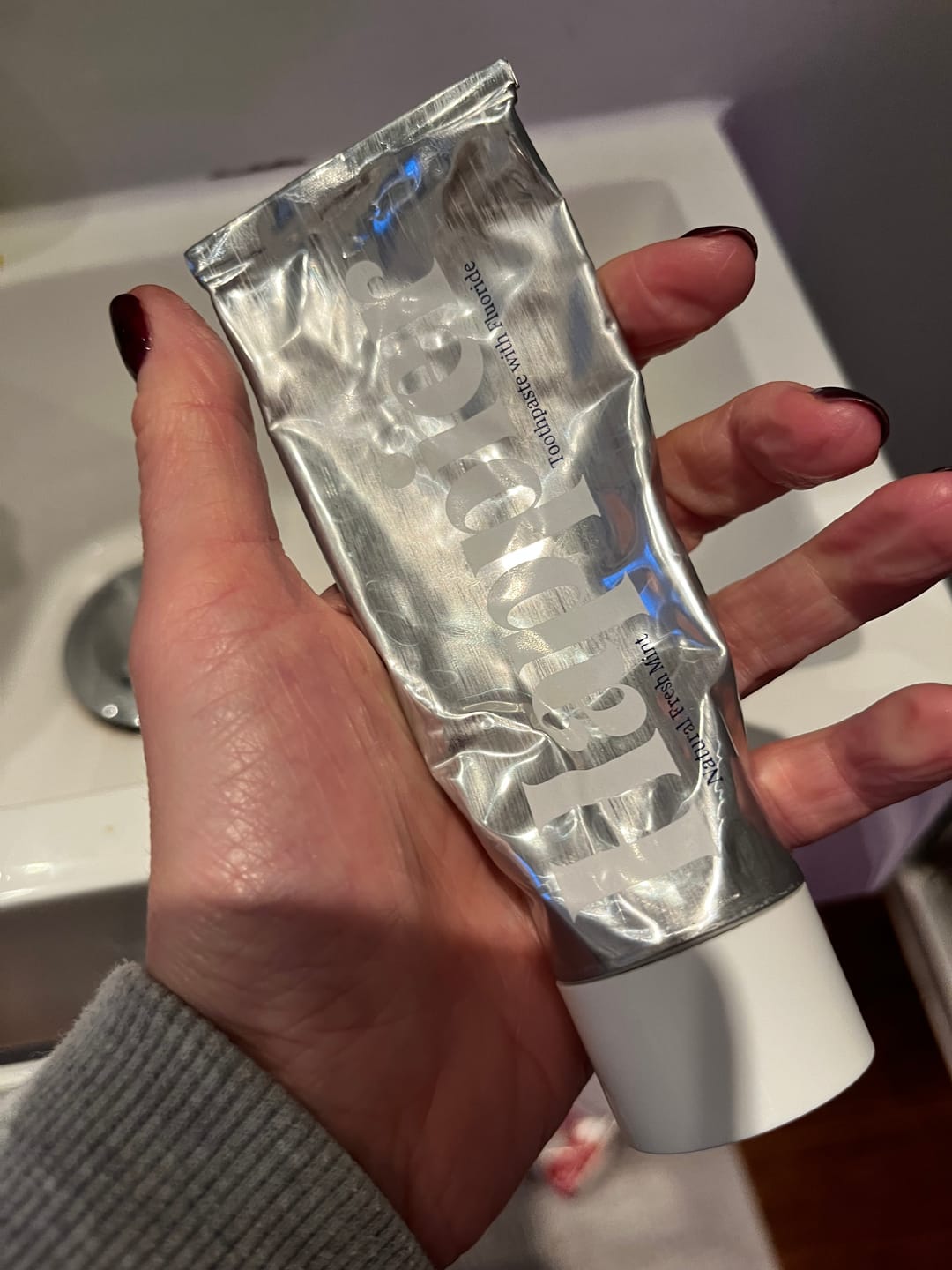 Customer photo review of Happier Fresh Mint Toothpaste