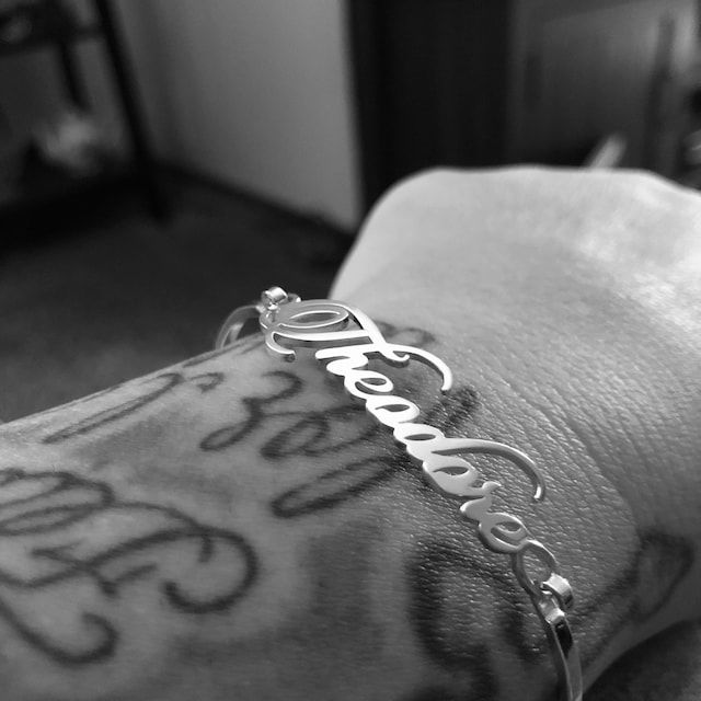 Customer photo review of Custom Name Bangle Bracelet
