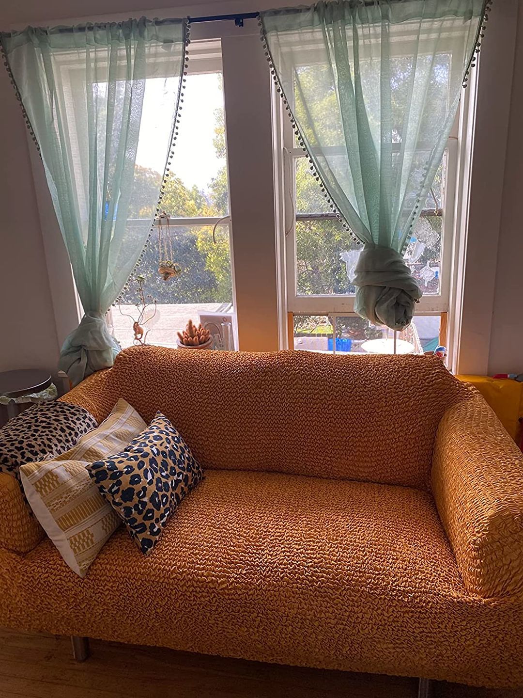 Customer photo review of 2 Seater Sofa Cover - Mango, Microfibra