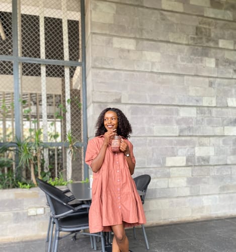 Customer photo review of Sweet Nothings Tiered Shirt Dress in MAUVE