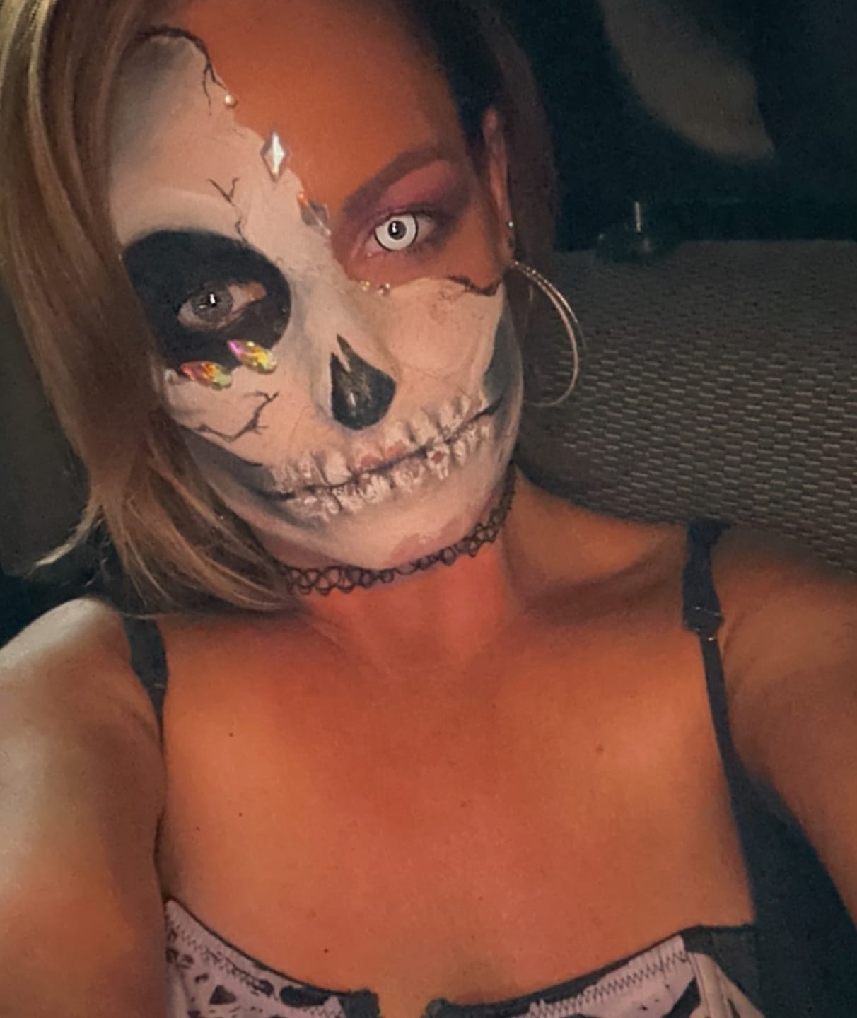 Customer photo review of Halloween Cosplay White Manson Prescription Colored Contact Lenses