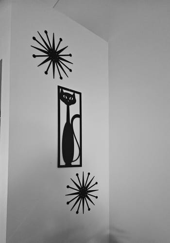 Customer photo review of Mid Century Modern Black Cat w/Starbursts - 3 Piece Set - Wall Decor - Retro Black Cat