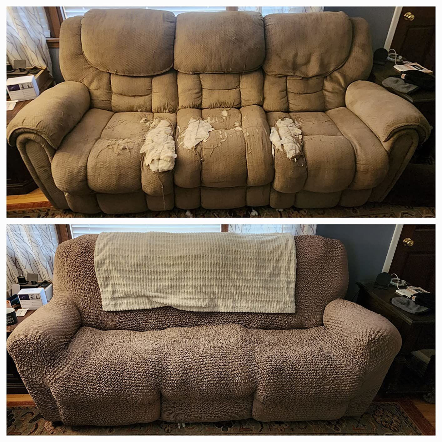 Customer photo review of 3 Seater Sofa Cover - Choco, Microfibra