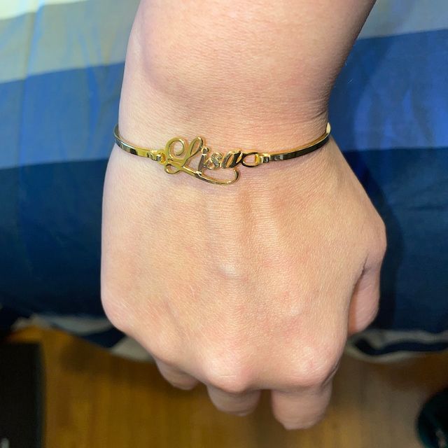Customer photo review of Custom Name Bangle Bracelet