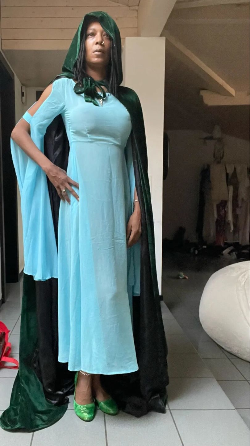 Customer photo review of Long Hooded Velvet Costume Cloak