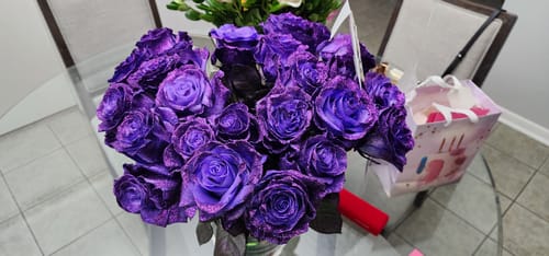 Customer photo review of Glitter Purple Rose Bouquet