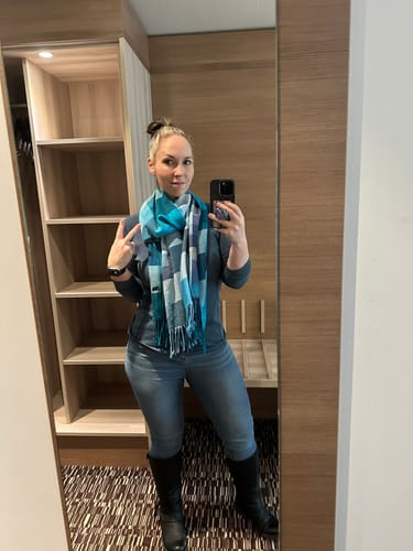 Customer photo review of Impact High Waisted Skinny Jeans - Ocean Blue